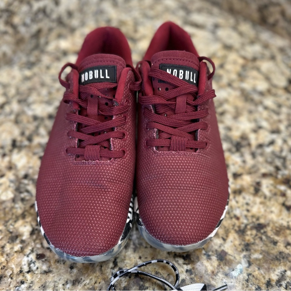 NOBULL Burgundy Athletic Shoes with Black & White Zebra Midsole - Picture 2 of 6